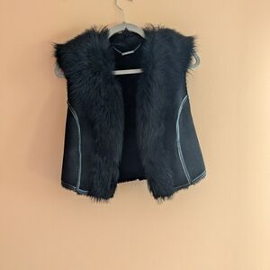 Elie Tahari Black Faux Fur Vest